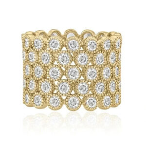 ZAXIE "UP FOR A RAISE" GOLD TONE BEZEL SET MULTI STONE RING SIZE 6